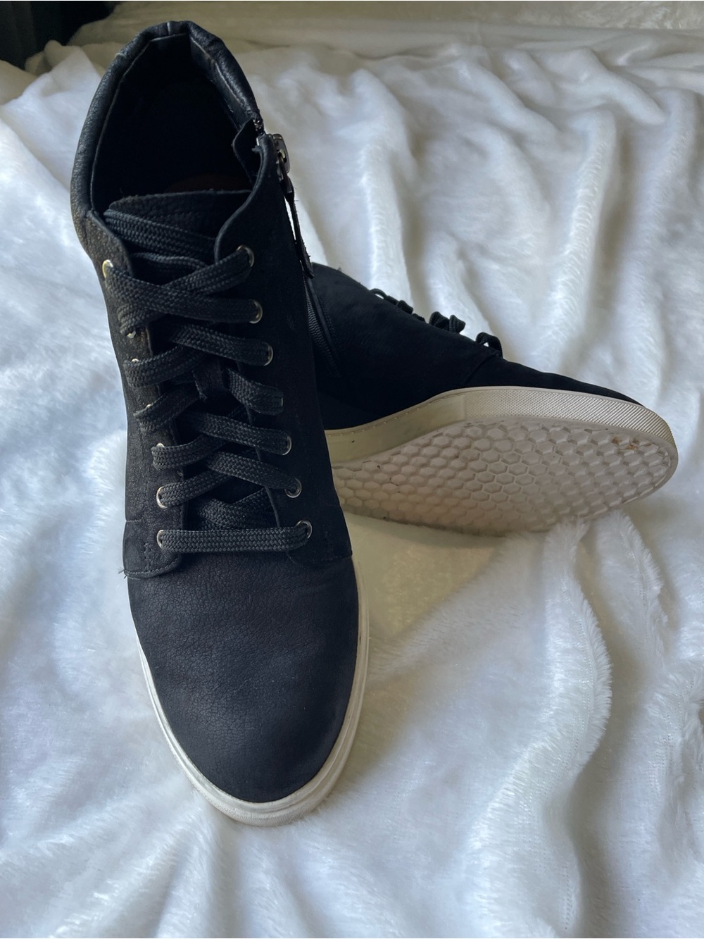 Black High-Top Sneakers with Wedge Sole